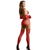 Subblime - 952181 Bodystocking Resille Avec Gants Et Diamants Rouge Taille Unique